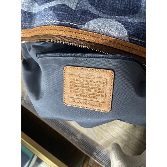 Vintage Y2K Coach Denim Blue 
Signature “C” Print Hobo Bag with Brass Hardware - Picture 7 of 7